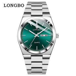 Men's Business Casual Round Analog Watch, Silver Stainless Steel, Waterproof, Luminous Hands, Day Date Display, for Party & Daily Wear, Birthday Gift with Box