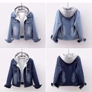 2025 Best-Selling Denim Cropped Jacket for Women, Autumn New Style Long-Sleeve Slim-Fit Hooded Jacket - Versatile