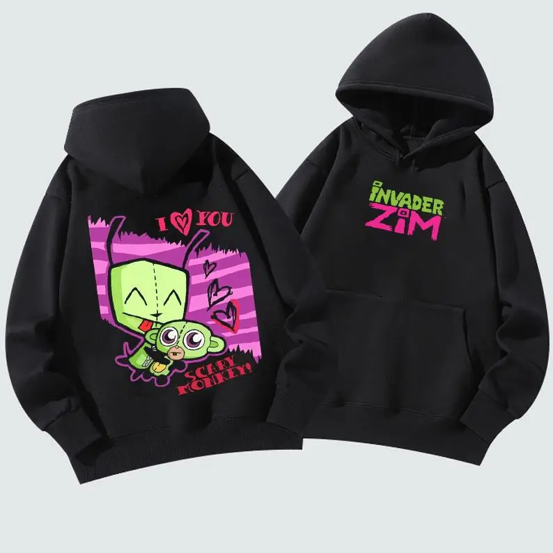 Invader Zim Hoodie Enter The Florpus GIR Robot Graphic Vintage Nickelodeon Hoodie Y2K Fashion XY290703