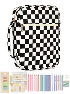 Bible Cover Case for Women Corduroy Bible Case for Girls Checkered Large Bible Cover with Handle Bible Study Supplies Accessories Christian Gifts for Women.Equipped with all the necessary study supplies and quickly find the book(Black, khaki, green, pink)