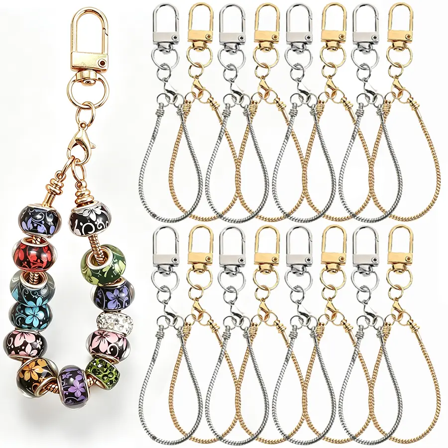20-piece blank beaded keychain set - for ladies, a creative keyring DIY art keychain for her/him