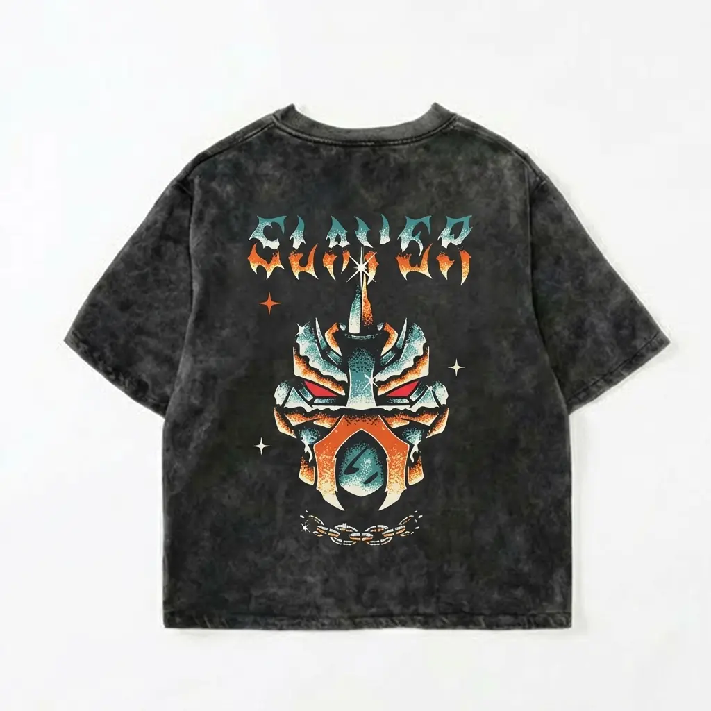 OSRS Slayer Helmet Acid Wash Oversized T-Shirt, Old School RuneScape Graphic Tee, Vintage Washed Streetwear Shirt, Gamer Gift for Him Her, Unisex Loose Fit Cotton Tee, Retro Gaming Apparel, TikTok Trend Outfit