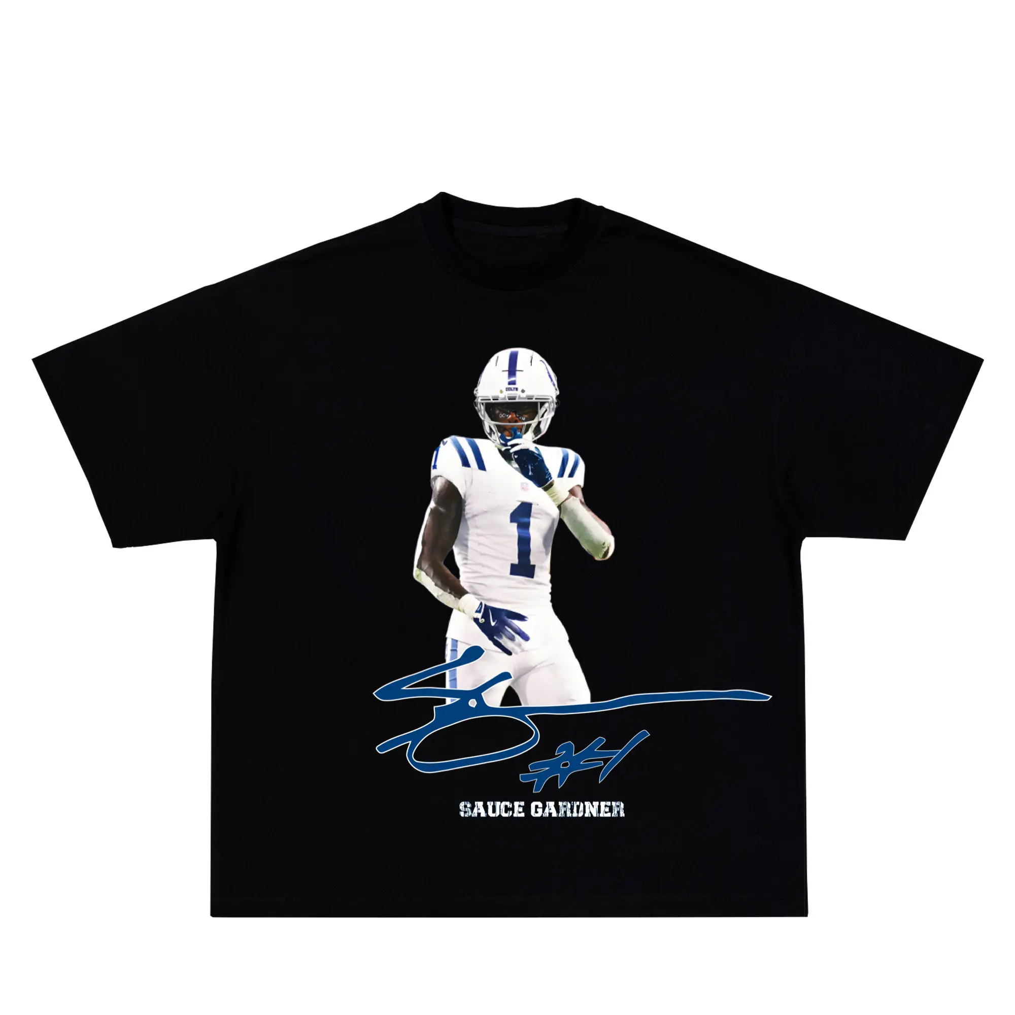 Men's Sauce Gardner New Trade To Colts Graphic Shortsleeve Round Neck T-Shirt - Streetwear Menswear Top