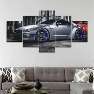 Car Pattern Canvas Painting, 5 Counts/set Modern Wall Art Painting, Wall Art Decor for Home Living Room Bedroom Office, Art Wall Decoration, Ornaments