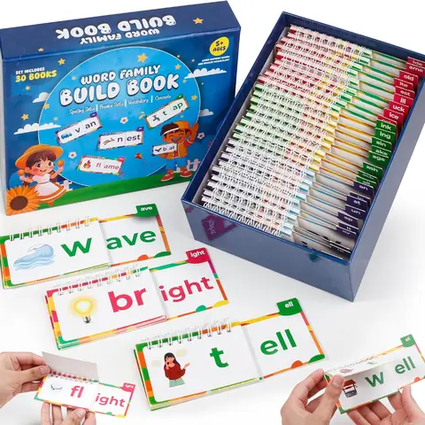 30 Read and Rhyme Flip Books, Sight Words Flash Cards，Educational Word Toddler Flip Books, ABC Vocabulary, Boho Reading Games