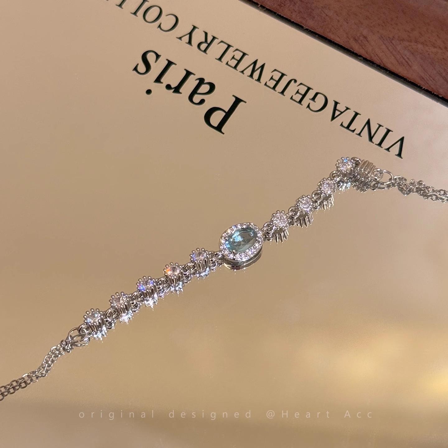 Women's Cool Tone Sparkling Oval Flower Bracelet, Korean Style High-End Zircon Hand Jewelry, Luxury Elegant Sweet Cool Wrist Accessory Gift for He Women's Cool Tone Sparkling Oval Flower Bracelet, Korean Style High-End Zircon Hand Jewelry, Luxury Elegant Sweet Cool Wrist Accessory Gift for He