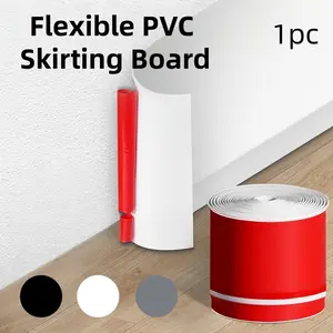 8cmx2meters Flexible PVC Skirting Board, Door Edges and Baseboard Decorative Strip, Self-Adhesive Plastic Baseboard for Easy Installation Decorative Interior Walls