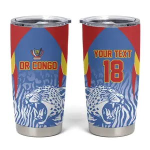 Custom DR Congo Football 2026 Tumbler Cup Leopard Power Fan Style