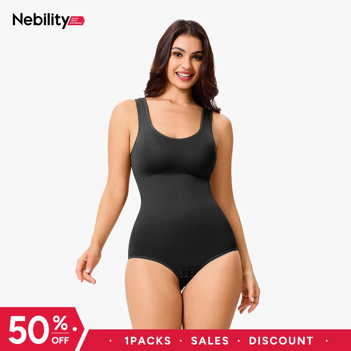 [MAX] Nebility Women's Clothing Minimalist Seamless Crewneck bodysuits shapewear, Basic Comfortable Womenswear Outdoorfun Fit bodysuits women