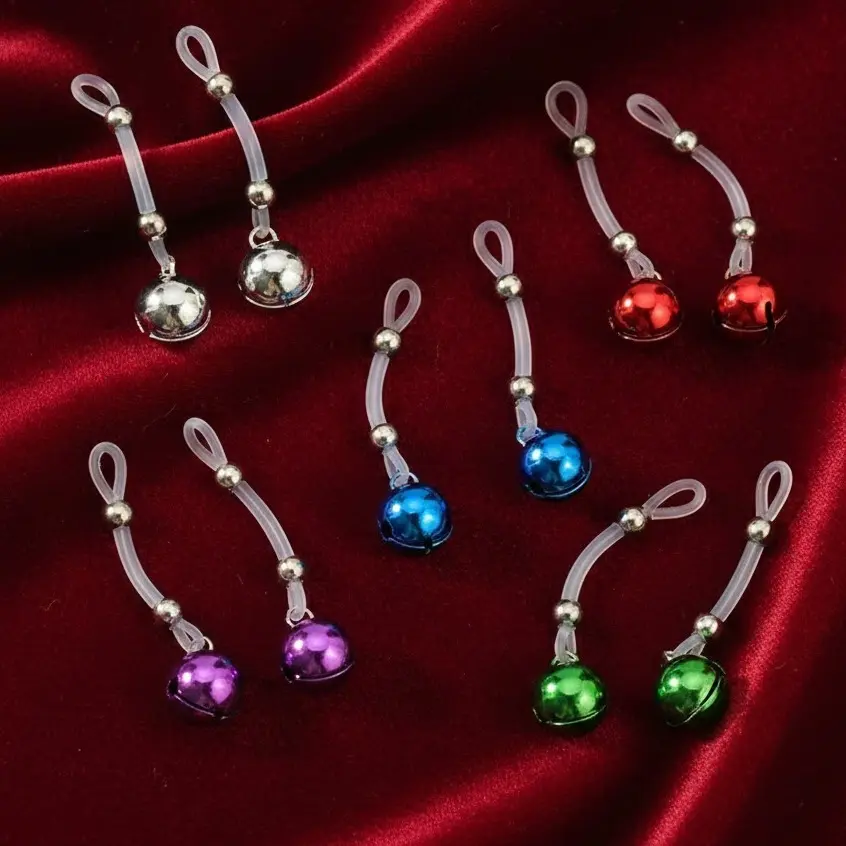 5 Pairs Non-Piercing Adjustable Fake Nip Rings Cute Body Jewelry Comfy Silicone Bands Daily Wear Gift For Chrismas and Valentine's Day