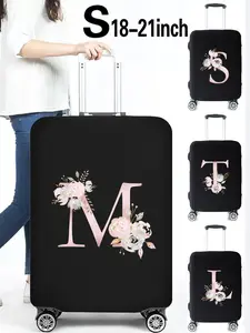 Letter & Floral Pattern Luggage Cover, Stretch Suitcase Protector, Baggage Dust Case Cover, Suitable for 29-32 Inch Suitcase Case, Travel Accessories, Travel Essentials Carryall