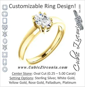 Cubic Zirconia Engagement Ring- The Reba (Customizable 8-pronged Oval Cut Solitaire with Wide Band)