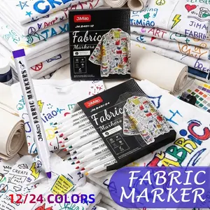 1 Piece 12 Color/24 Color Fabric Textile Pens DIY Clothes Graffiti Smooth Non-Fading Canvas Shoes Children Waterproof No Fading Hand-Drawn Markers