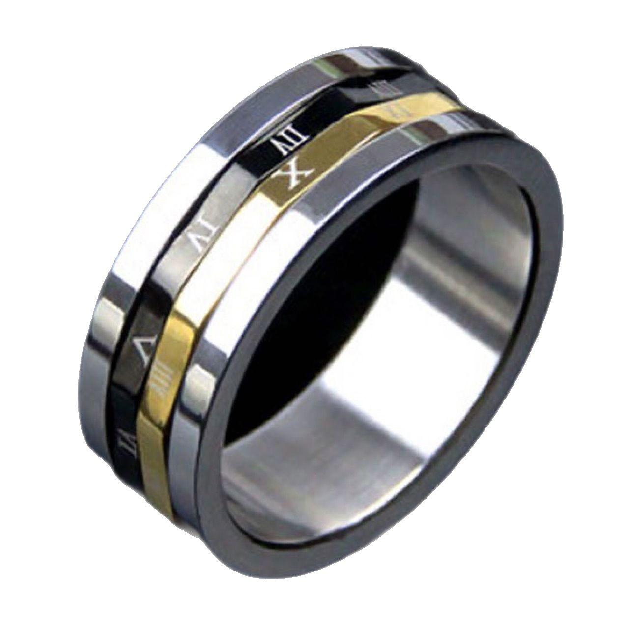 Rotating Roman Numeral Ring — Titanium Steel Unisex Band with Spinning Roman Numerals, Vacuum Electroplated Fade‑Resistant Finish, Adjustable Comfortable Fit, Minimalist Fashion & Niche Trend, Hypoallergenic Everyday Wear, Couple/Anniversary Gift