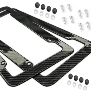 NEW Universal 30*15CM 1/2pcs License Plate Frame Carbon pattern Plastic License Plate Frame Bracket with Standard Screw Kits