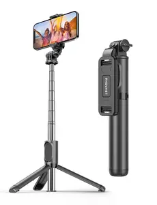 PHOVAST Selfie Stick Travel Tripod for Cell Phone with Remote Control and Phone Holder, Extendable Selfie Stick for iPhone