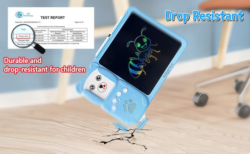 KIDGENIUS Bilingual Flashcards for Toddlers Spanish and English Learning Tool with Colorful Drawings Erasable Screen Quick Erase Button Portable LCD Tablet for Kids Early Education Back to School Gift