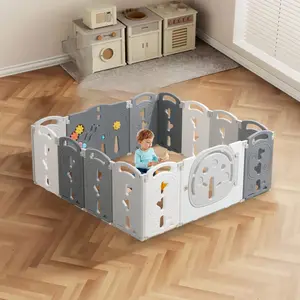 Baby Playpen - Foldable Toddler Play Area with Safety Gates, Portable Design for Indoor & Outdoor Use, Includes 14 Panels for Kids Activity Centre