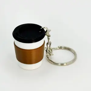 Mini Coffee Cup Keychain  | 3D Printed Bag & Key Charm