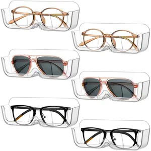 4ps Space-Saving Wall Mounted Glasses Organizer - Holds Multiple Sunglasses & Reading Glasses, Strong Adhesive Hook for Bedroom, Bathroom, Office Installation Gift