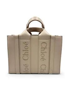 Chloé Mini Leather Woody Tote Bag - Iconic Cement Pink Calf Leather Tote with Logo Trims & Italian Craftsmanship