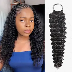 [New In] Deep Wave Feather Crochet Human Hair For Mircale Knots Extension For Boho Braids 4 to 5Pcs Recommend #SummerVibes