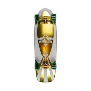 Dusters California Skateboard Cruiser Cazh 8.75" x 29.5" Gold Foil and UV Reactive Ink