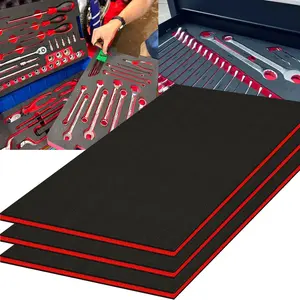 3 Pcs Tool Box Foam Inserts for, 36 x 18 x 1 Inch Tool Box Liner Polyethylene Foams Sheets Toolbox Kaizen Organizer and Tool Shadow (Red, Black)