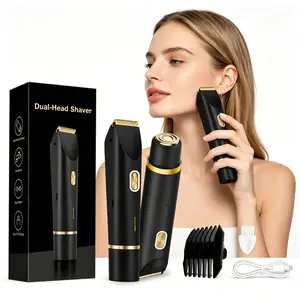Waterproof Rechargeable Electric Razor, Mini Women's Bikini Line Trimmer, Bikini Shaver, Body Hair Remover, Hair Removal Trimmer, Dual-Head Electric Depilator, Underarm Trimmer
