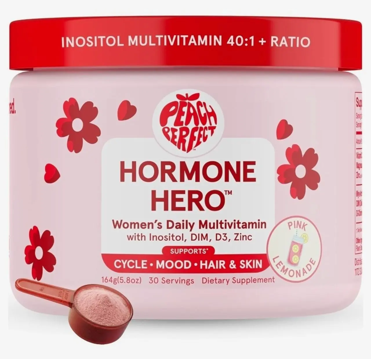Inositol Powder Multivitamin, Pink Lemonade Flavor – 4g Myo & D-Chiro Inositol, DIM, Zinc, Magnesium Glycinate, Vitamin D3 – Supports Women’s Health, Cycle, Energy, 30 SVG
