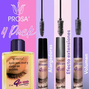 Viral! Prosa Mascara + Oil Set of 4 Piece Bundle Set - Waterproof Makeup - Alargadora + Volumen + Efecto Extensiones + Aceite Pestanas