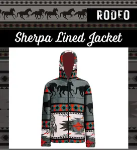 Cozy Super Soft Zip Sherpa Jacket Western Aztec Cow Print Winter Fall