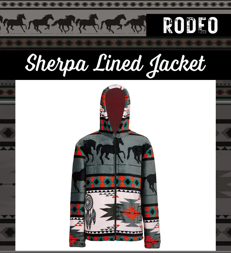 Cozy Super Soft Zip Sherpa Jacket Western Aztec Cow Print Winter Fall