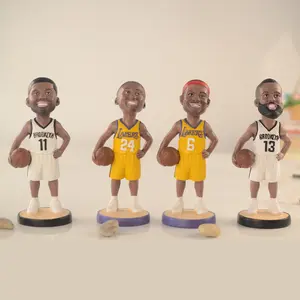 NBA basketball star figurines: Kobe, LeBron James, James Harden, Kyrie Irving holding the ball NBA figurines