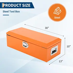 Heavy Duty Steel Truck Bed Tool Box with Lock and Key Waterproof Metal Toolbox Organizer for Truck, Pickup, RV, and Trailer