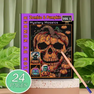 Adult Coloring Book, Mosaic Art Style Stress Relief, Mystery Mosaic Design, Digital Coloring Pages, No Pens Included