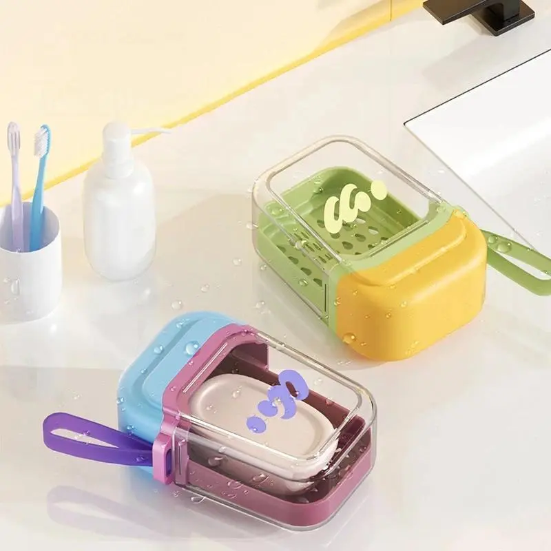 New Portable Soap Box Travel Mini Soap Box Sealed Drain With Lid Soap Box Transparent Light Luxury High-end