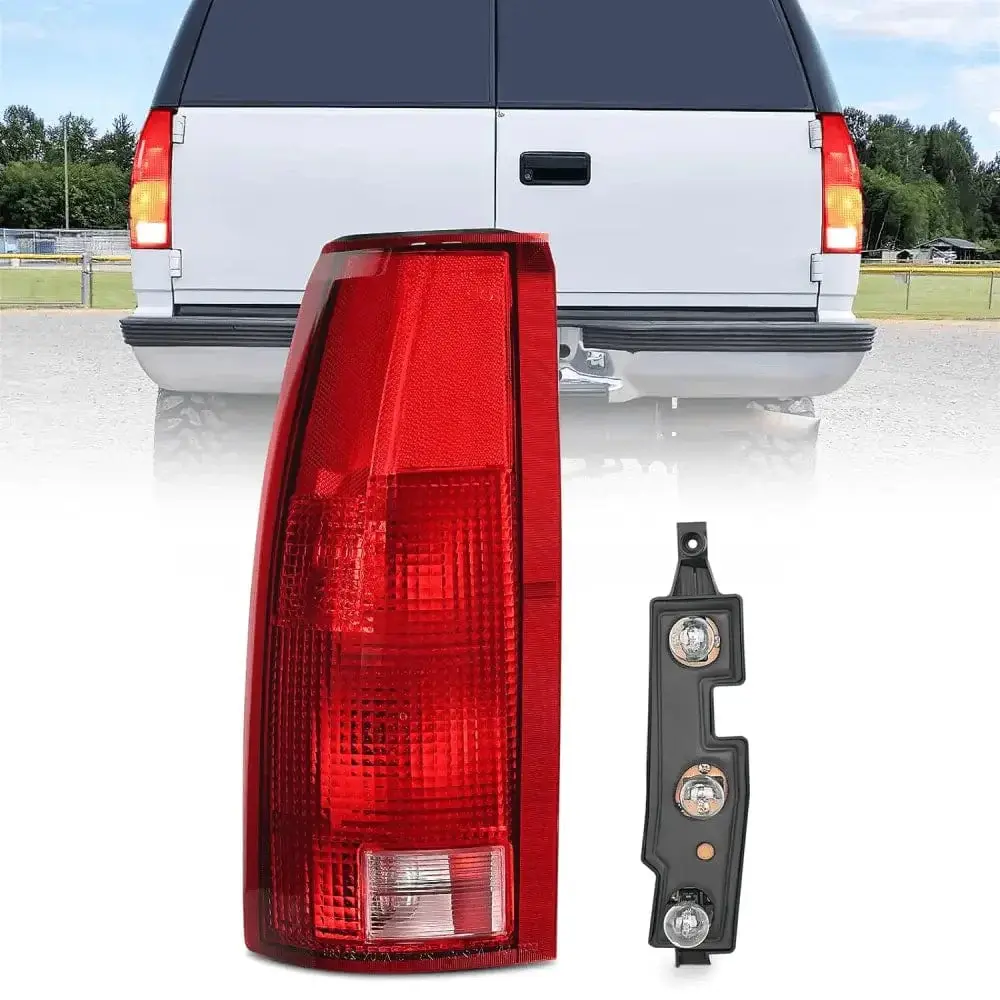 1998 1999 Chevy GMC C/K1500 2500 3500 1992 1993 1994 1995 1996 1997 1998 1999 Yukon Suburban Blazer 1995 1996 1997 1998 1999 2000 Tahoe 1999 2000 Cadillac Tail light Assembly Rear Lamp Replacement w/Bulbs and Harness Driver Side, Polycarbonate, Brake/Sign