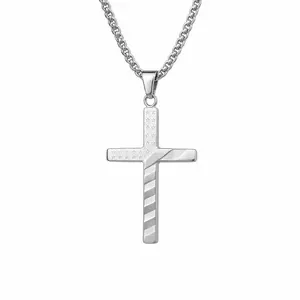 Stainless Steel Cross Pendant Necklace with Rugged Design and Durable Chain for Everyday Wear