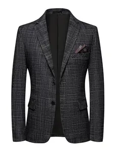 Men's Spring & Fall Single-Breasted Two-Button Suit Jacket, Blazer Suit, British Style Business Casual Fashion Outerwear, Men's Western Wind Coat