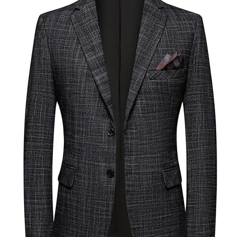 Men's Spring & Fall Single-Breasted Two-Button Suit Jacket, Blazer Suit, British Style Business Casual Fashion Outerwear, Men's Western Wind Coat