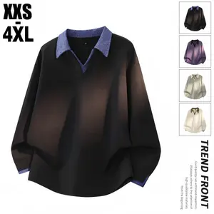 Desan Rugby Stripe Colorblock Polo - Men's V-neck Layered Look Top, Soft & Comfortable with Contrast Colors, Versatile Wardrobe Essential, Perfect Gift for Him, Great Gift for Friends frat  party  outfit november vacation  outfits