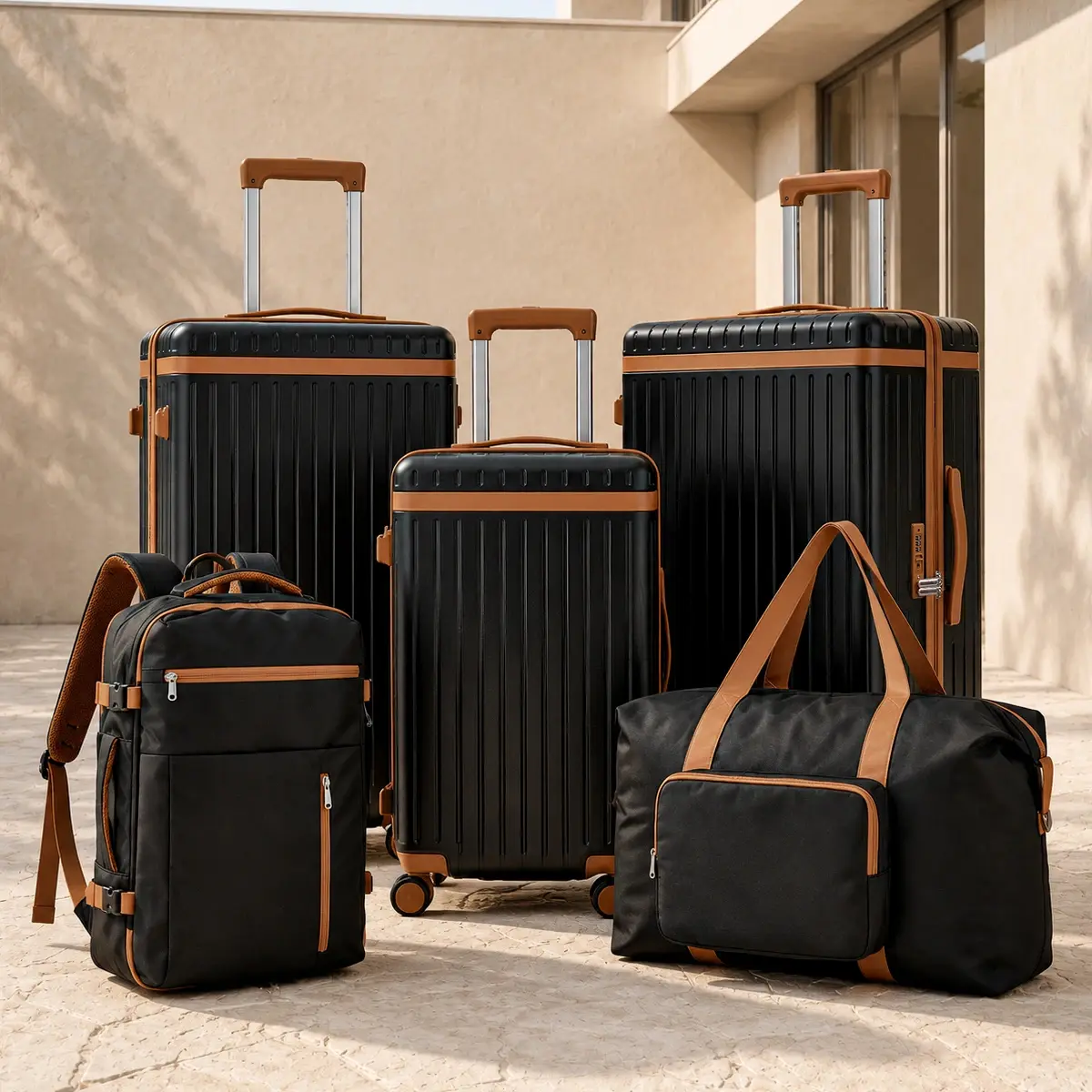 Waterproof Lightweight Hard Shell Suitcase Set Luxury Business Travel Trolley 5 Piece Suitcase Luggage Set