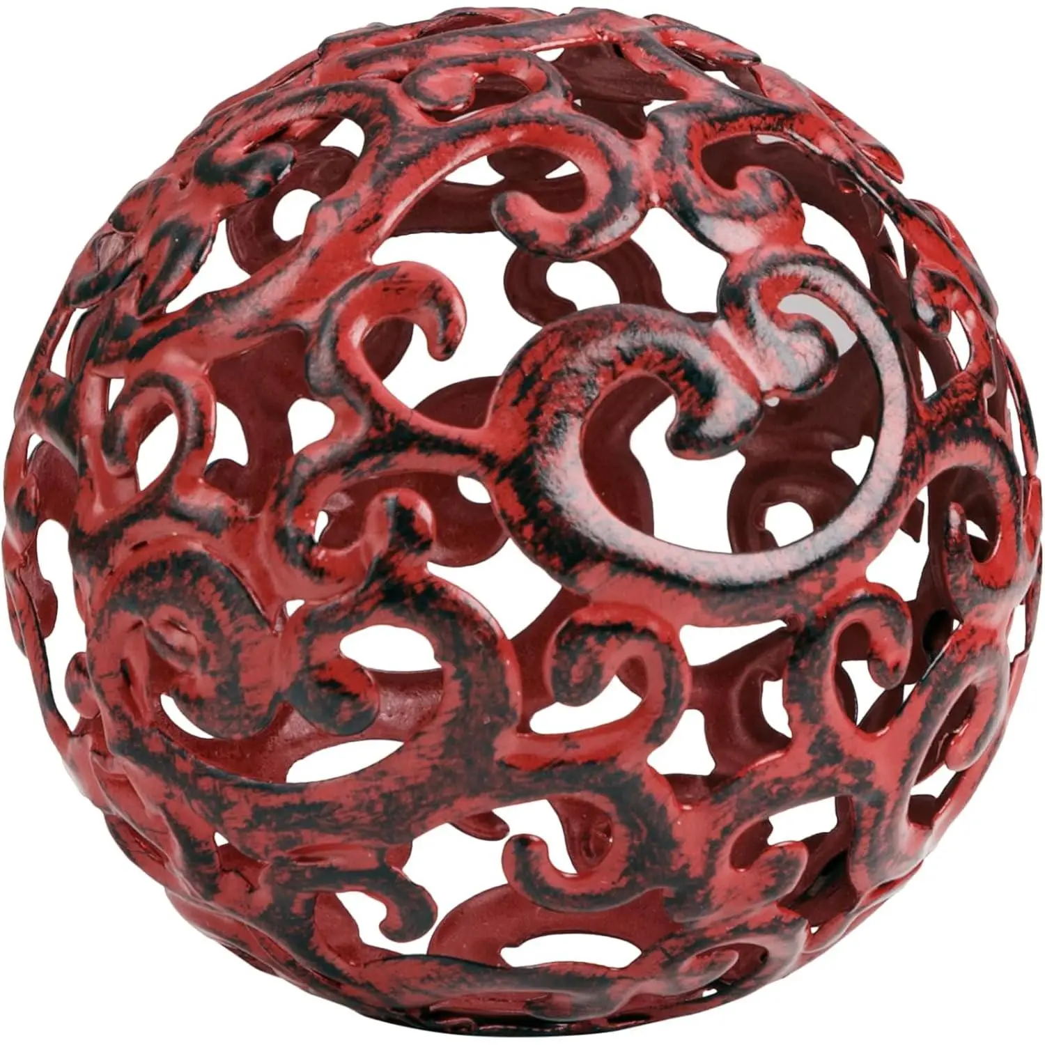 Metal Decorative Sphere for  Decor - Decorative Balls for Shelves, Centerpiece Bowls, Bookshelf - Decoration Orbs Accents for Living Room, Bedroom - Fancy Red Shelf Spheres