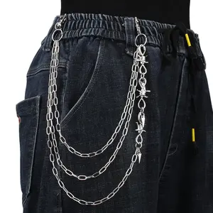 Creative thorn punk cold dark style hip-hop disco multi-layer pants chain body chain trendy cool versatile