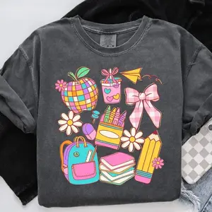 Comfort Colors Preppy Teacher Coquette Shirt, First Day of School , Back to School Shirt Design, Little Girl School Shirt Design, Teach Love Inspire Tee for Women - Clothes - TrendWear USA