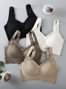 Set of 4 Women'S Seamless Wireless Sports Bras - Soft Cup Yoga Bras with Medium Support
