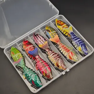 FishingLures 5/10 Pieces Set Multi Jointed Swim Crank Lures 3.9in Bionic Hard Bait for Fresh& Saltwater Slow Sinking Lifelike Swimbait Outdoor Equipment for Beginners Rotary Tool Fishing Lure Set fhis ing Multi Segment Hard Body Swimbait hard metal