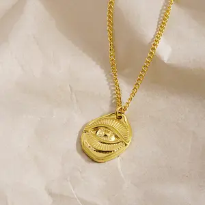 [Limited time event] All-Seeing Eye Necklace Niche Creative Versatile Fashion High-end Irregular Embossed Tag Men and Women Clavicle Necklace Birthday Gift