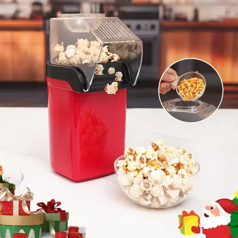 Popcorn Maker, Hot Air Popcorn Machine, 1200W Fast Heating, Ready in 1 Minute, No Butter Needed, Household Kitchen Appliance, Healthy Popcorn Maker for Movie Nights, Family Gatherings, Birthday Parties, Kitchen Decor, Top Choice for Fresh Popcorn Lovers